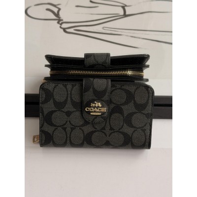 Кошелек женский Coach черный книжка LUX Коуч Кошелек женский Coach черный книжка LUX Коуч