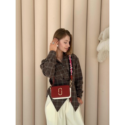 Сумка жіноча Marc Jacobs The Snapshot червоний на широкому ремені крос боді Марк Джейкобс