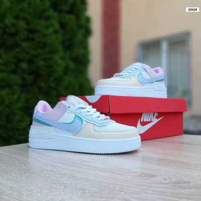 Nike Air Force 1 Shadow белые с пудрой с голубым, Размер 36