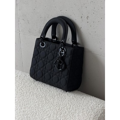 Сумка жіноча Christian Dior Lady My ABCBag через плече чорний матовий Medium Діор (Premium)