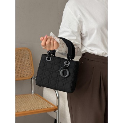 Сумка жіноча Christian Dior Lady My ABCBag через плече чорний матовий Small Діор (Premium)