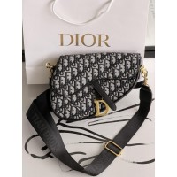 Жіноча сумка сідло Dior Saddle Bag чорно сірий маленька сумочка Діор