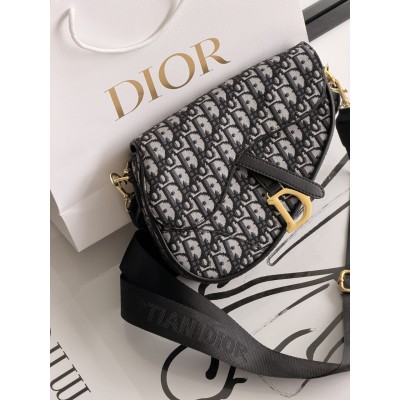 Жіноча сумка сідло Dior Saddle Bag чорно сірий маленька сумочка Діор
