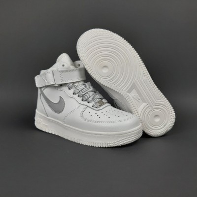 Nike Air Force 1 высокие Белые с серым, Размер 37