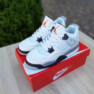 Nike Air Jordan 4 Білі з чорносірим, Розмір 41