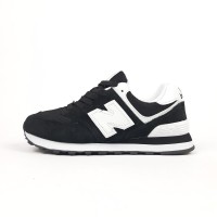 New Balance 574 Classic черные с белым (белая пятка), Размер 38