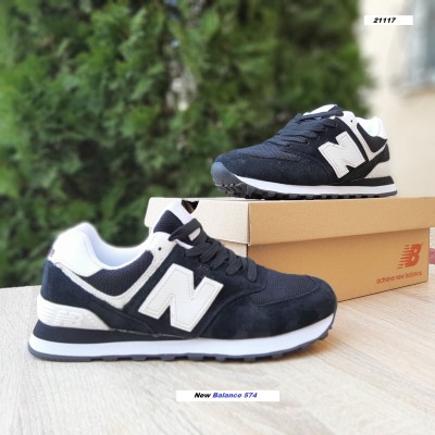 New Balance 574 Classic черные с белым (белая пятка), Размер 38