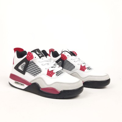 Nike AIR Jordan 4 Retro білі з чорним та червоним, Розмір 36