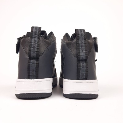 Nike Air Force 1 Mid ´07 LV8  сірі з чорним на білій, Розмір 45