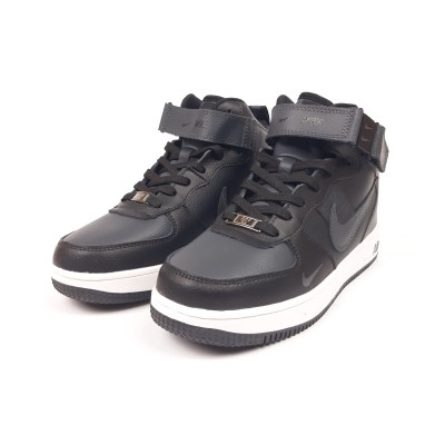 Nike Air Force 1 Mid ´07 LV8  сірі з чорним на білій, Розмір 45