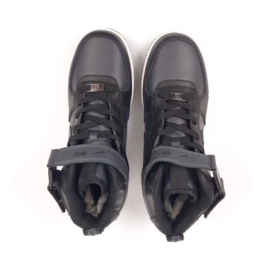 Nike Air Force 1 Mid ´07 LV8  сірі з чорним на білій, Розмір 45