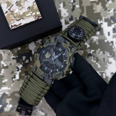Patriot 005 Трезубец золото Camo Green Паракордовый ремешок Army Green + Коробка.