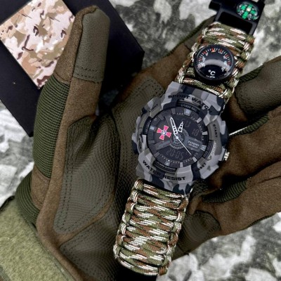 Patriot 005CMGYSU ВСУ Серый камуфляж Паракордовый ремешок Camo Green + Коробка.