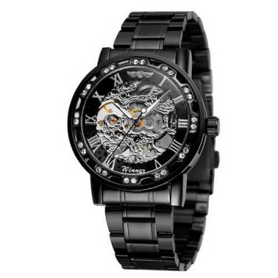 Winner 8012 Diamonds Automatic Black-Silver Winner 8012 Diamonds Automatic Black-Silver