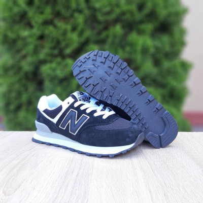 New Balance 574 черные с белым серая пятка, Размер 38