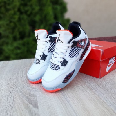 Nike Air Jordan 4 Білі з чорним з червоним, Розмір 42