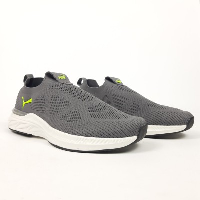 PUMA SOFTRIDE тапкие мокасины слипон серый с салатовым, Размер 45