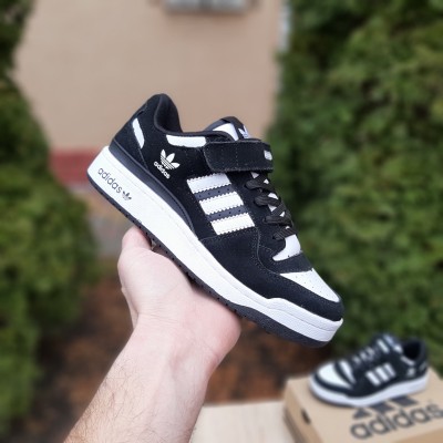 Adidas Forum 84 Low Black Suede White чорні з білим, Розмір 38