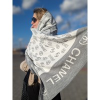 Палантин Chanel Жіночий Шарф двосторонній Шанель сірий
