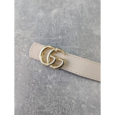 Женский ремень пояс Gucci Гуччи молочный + золото широкий