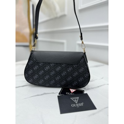 Сумка женская Guess багет черный мини на плечо Гесс