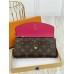 Женский кошелек Louis Vuitton коричневый+ малиновый большой конверт  Луи Виттон