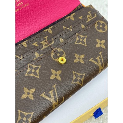 Женский кошелек Louis Vuitton коричневый+ малиновый большой конверт  Луи Виттон