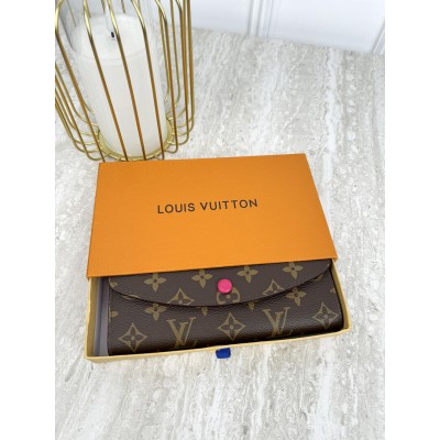 Женский кошелек Louis Vuitton коричневый+ малиновый большой конверт  Луи Виттон