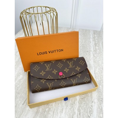 Жіночий гаманець Louis Vuitton коричневий+малиновий великий конверт Луї Віттон