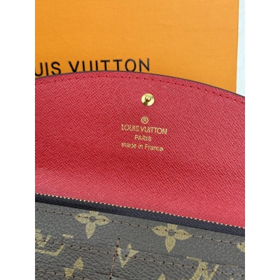 Женский кошелек Louis Vuitton коричневый+ красный конверт большой Луи Виттон