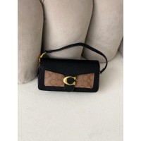 Жіноча сумка Coach Tabby чорно-бежевий коуч через плече