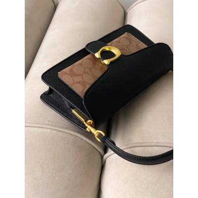 Жіноча сумка Coach Tabby чорно-бежевий коуч через плече