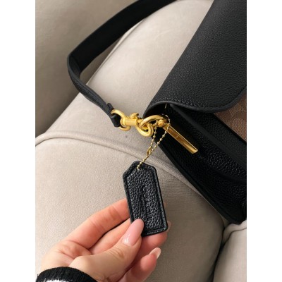 Жіноча сумка Coach Tabby чорно-бежевий коуч через плече