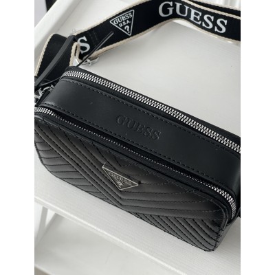 Сумка жіноча чорний стьобаний Guess Гесс крос-боді