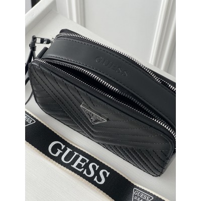 Сумка жіноча чорний стьобаний Guess Гесс крос-боді