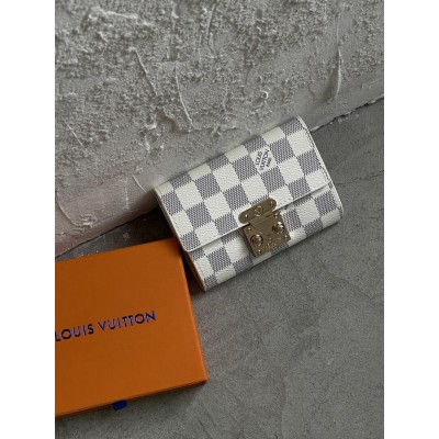 Жіночий гаманець Louis Vuitton бежевий у клітку з коробкою міні Луї Віттон