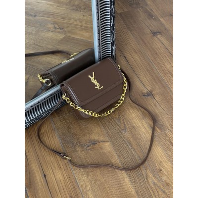 Жіноча сумка Yves Saint Laurent Solferino YSL Ів Сен Лоран коричневий клатч Жіноча сумка Yves Saint Laurent Solferino YSL Ів Сен Лоран коричневий клатч