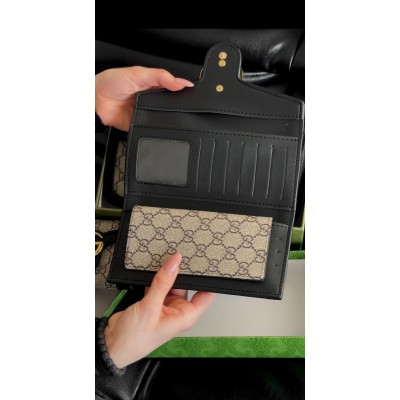Гаманець жіночий Gucci Marmont молочний великий з коробкою Гуччі