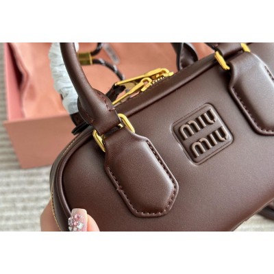 Сумка жіноча Miu Miu Arcadie Leather Bag Premium коричневий крос боді Міу Міу 28см