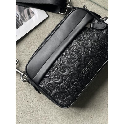 Чоловічі сумки COACH GRAHAM CROSSBODY через плече чорний стьобаний Коуч
