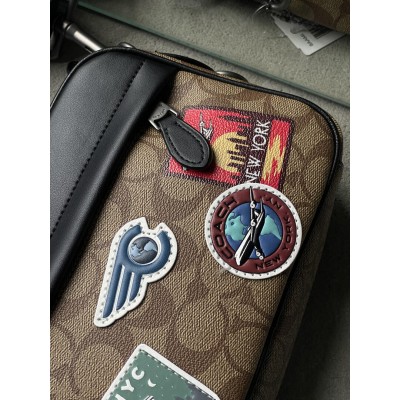 Чоловіча сумка COACH GRAHAM CROSSBODY через бежевий плече Коуч