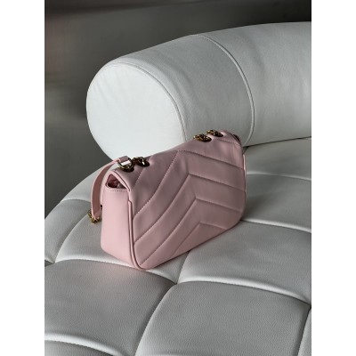 Женская сумка Yves Saint Laurent Loulou  leather bag через плечо розовый Лоран Medium size