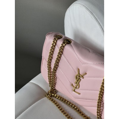 Женская сумка Yves Saint Laurent Loulou  leather bag через плечо розовый Лоран Medium size