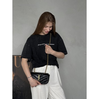 Жіноча сумка Yves Saint Laurent Loulou leather bag через плече чорний Лоран Small size