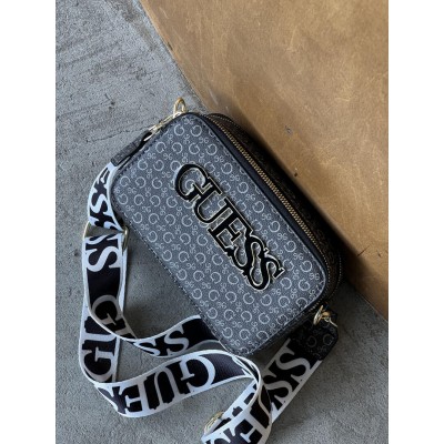 Сумка женская черный на широком ремне Guess big logo Гесс кросс-боди Сумка женская черный на широком ремне Guess big logo Гесс кросс-боди