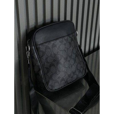 Чоловічі сумки месенджер Коуч через плече чорний Coach