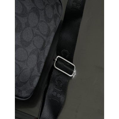 Чоловічі сумки месенджер Коуч через плече чорний Coach