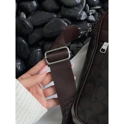 Мужская сумка месенджер Коуч через плечо коричневый Coach
