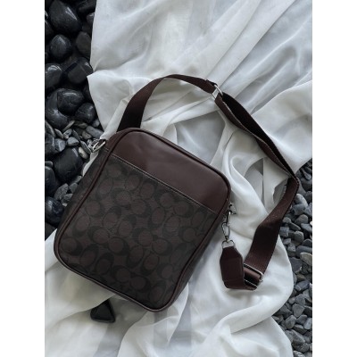 Мужская сумка месенджер Коуч через плечо коричневый Coach