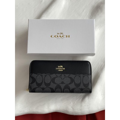 Гаманець Coach Signature Accordion Zip Wallet, Коуч жіночий великий чорний
